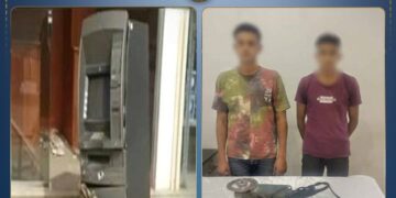 القبض على شخصين حاولا سرقة ماكينة صراف آلى بإستخدام صاروخ تقطيع كهربائى بالجيزة